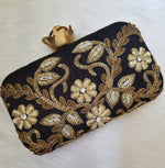 Black Embroidered Clutch - Zoha Los Angeles