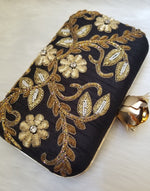 Black Embroidered Clutch - Zoha Los Angeles