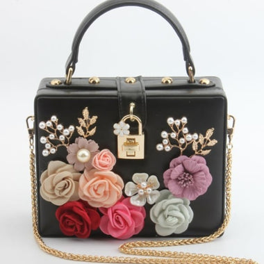 Black Flower Pearl Luxury Handbag - Zoha Los Angeles