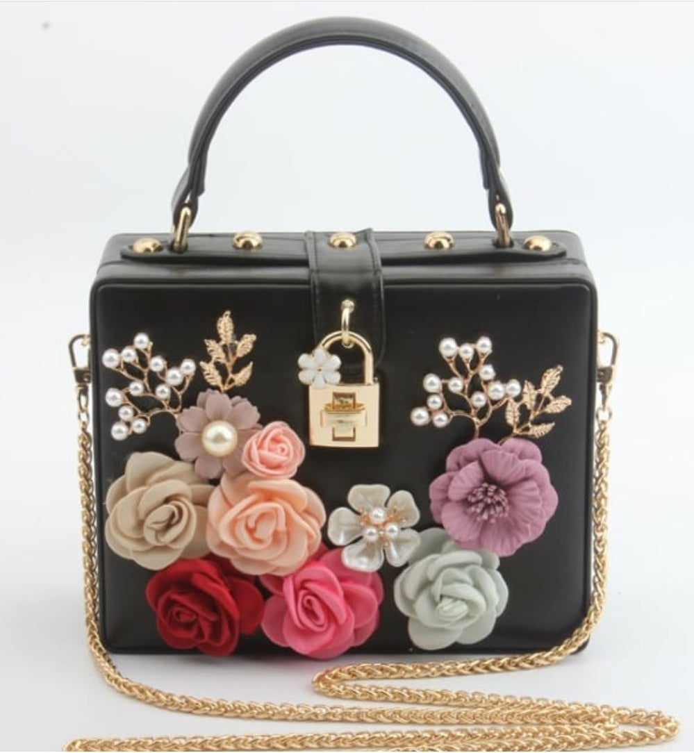 Black Flower Pearl Luxury Handbag - Zoha Los Angeles