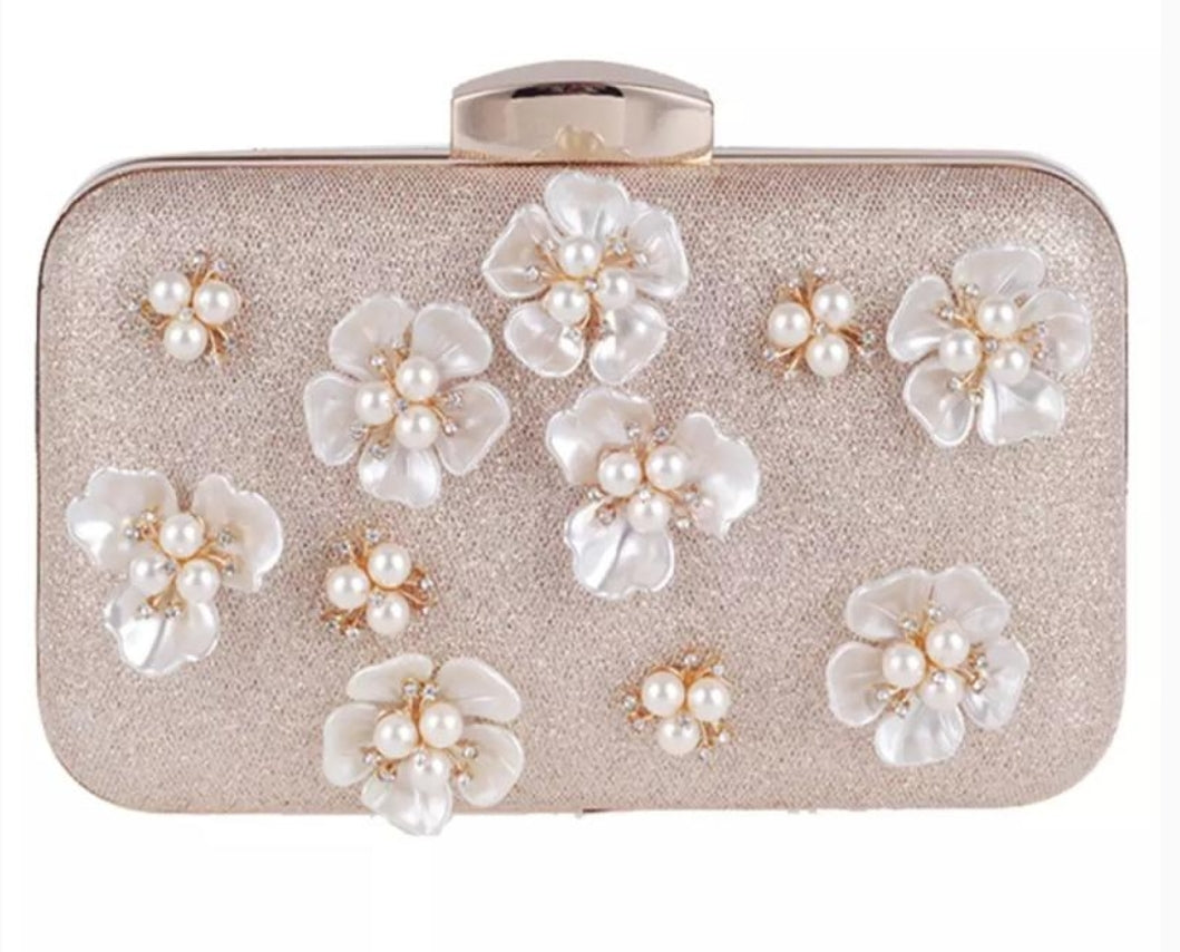 Gold flower Clutch - Zoha Los Angeles