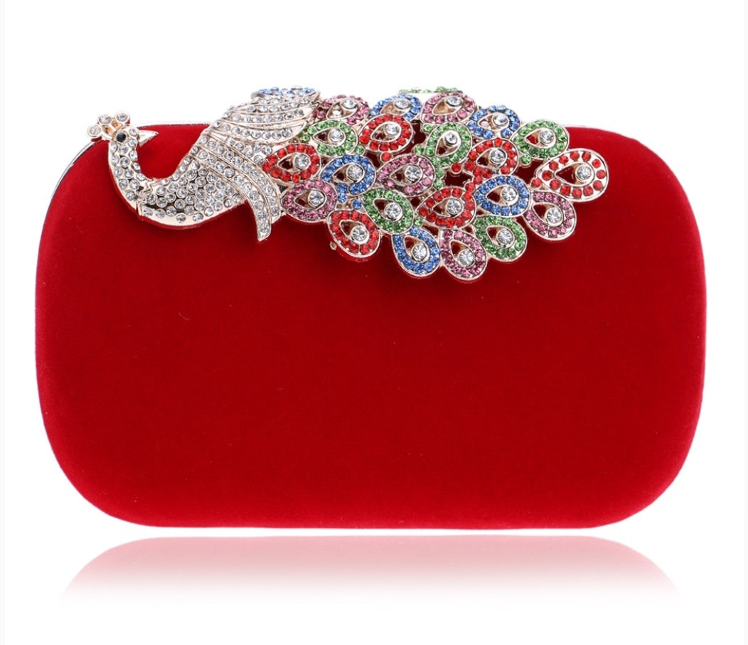 Red Peacock Clutch - Zoha Los Angeles