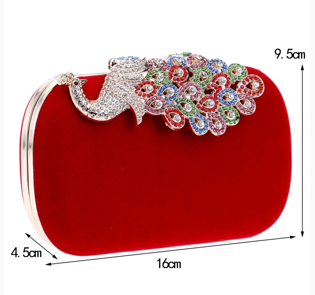 Red Peacock Clutch - Zoha Los Angeles