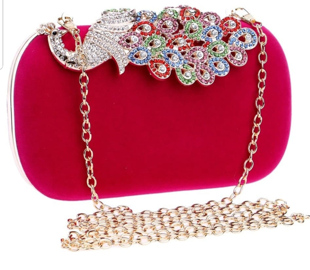 Red Peacock Clutch - Zoha Los Angeles