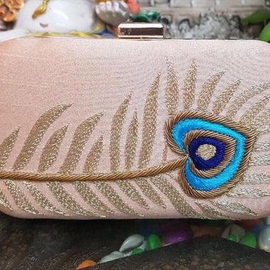 Embroidered Feather Clutch - Zoha Los Angeles