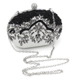 White Clutch with Black Beads - Zoha Los Angeles